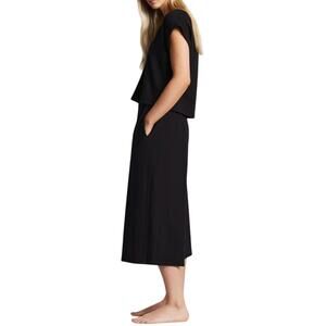 MONOS Everywhere Sevilla Pant Flared Wide-Leg Culotte Black Relaxed Stretchy, XS